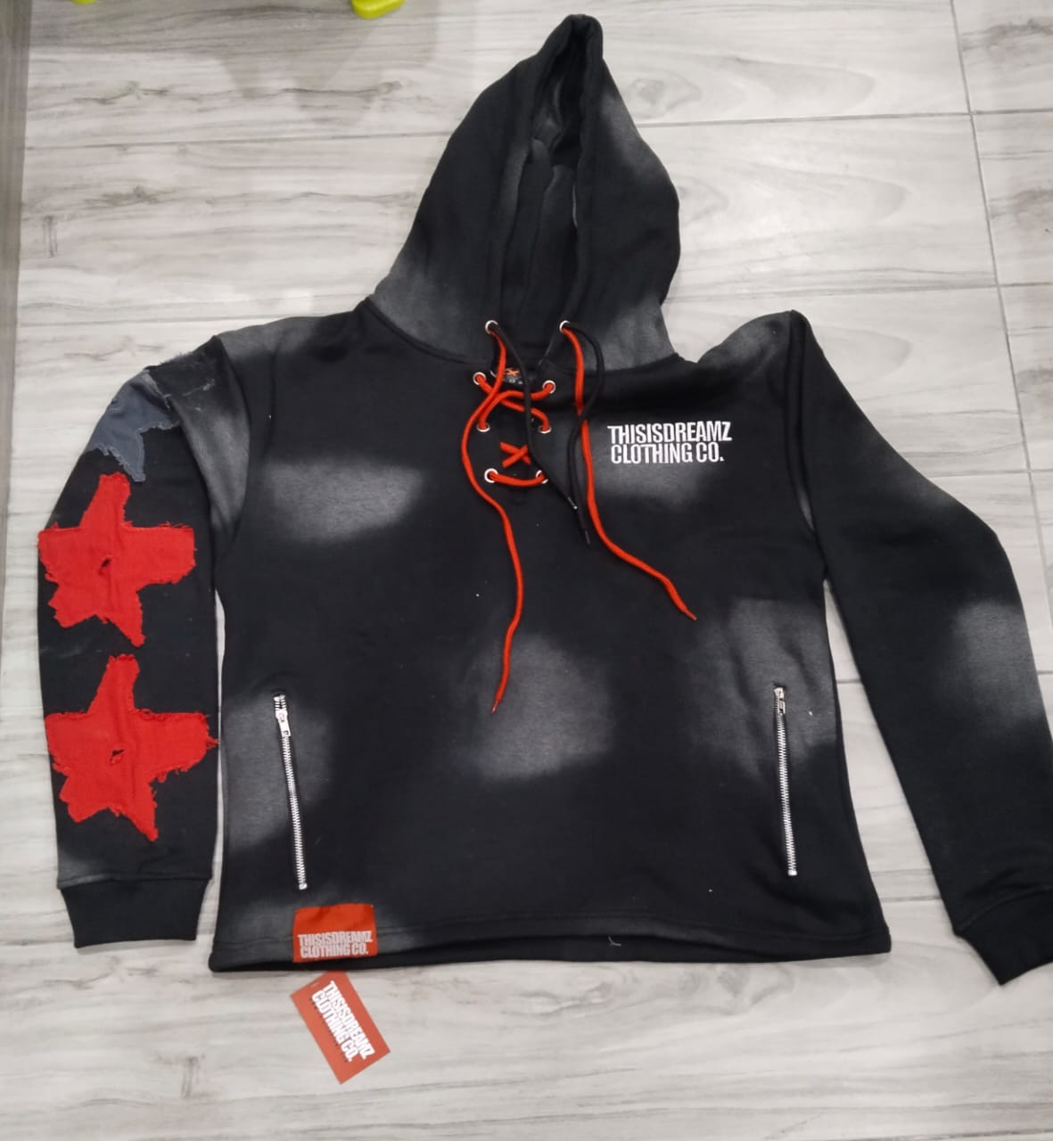 Be Great | Black Summer Night Cropped Acid Wash Pullover Hoodie