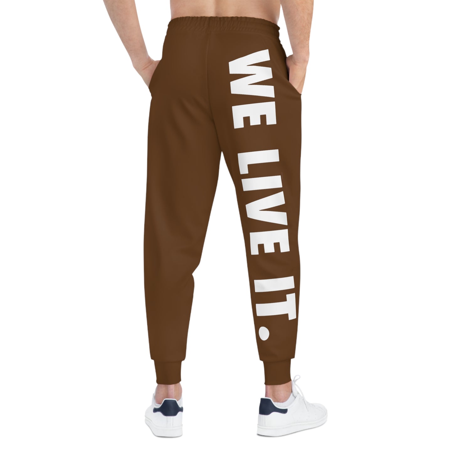 We Live It | Brown Athletic Joggers (AOP)