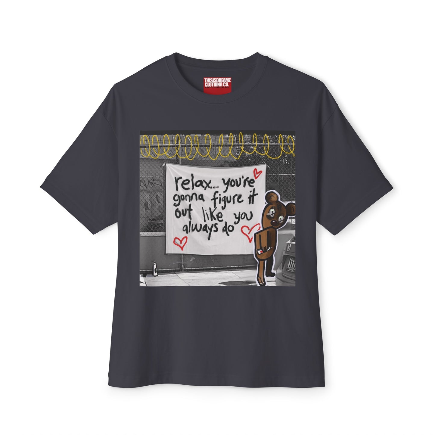 Relax Teddy Motivational Oversized Boxy Tee