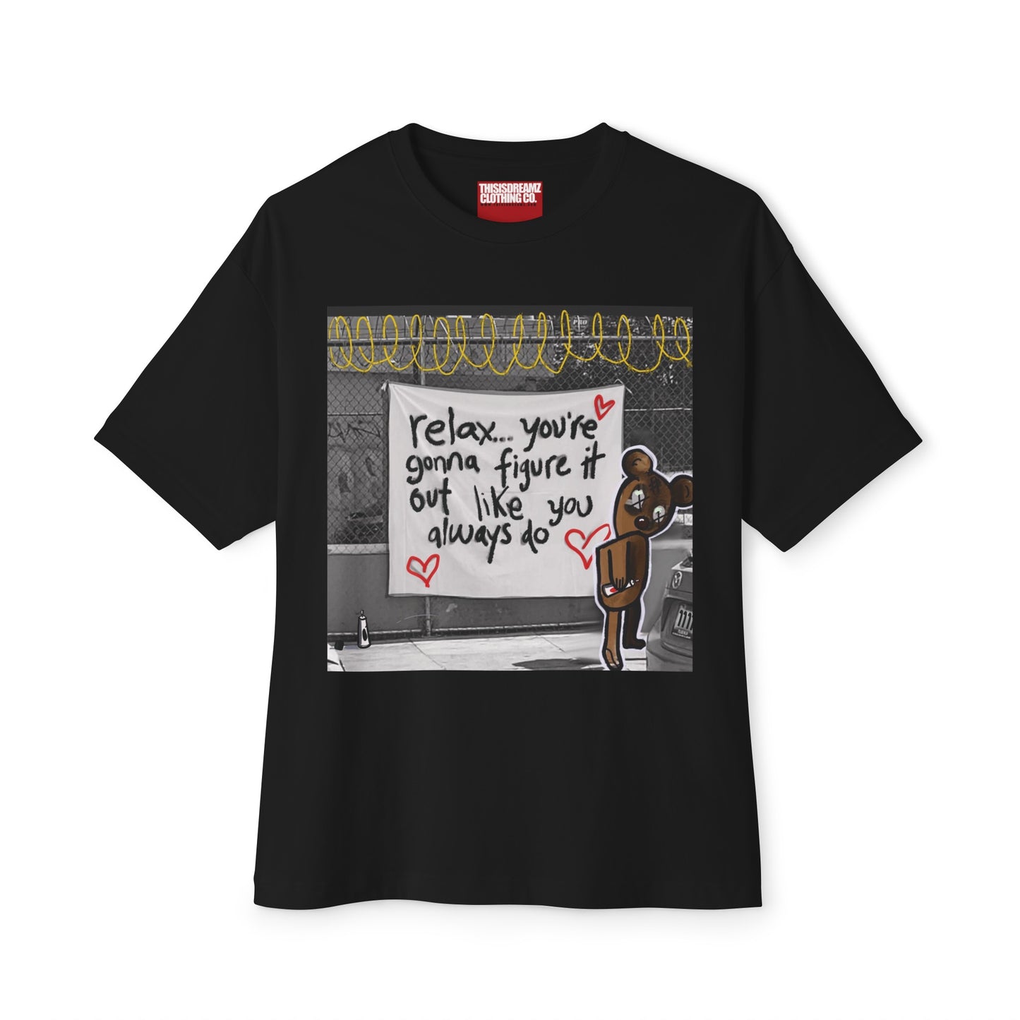 Relax Teddy Motivational Oversized Boxy Tee