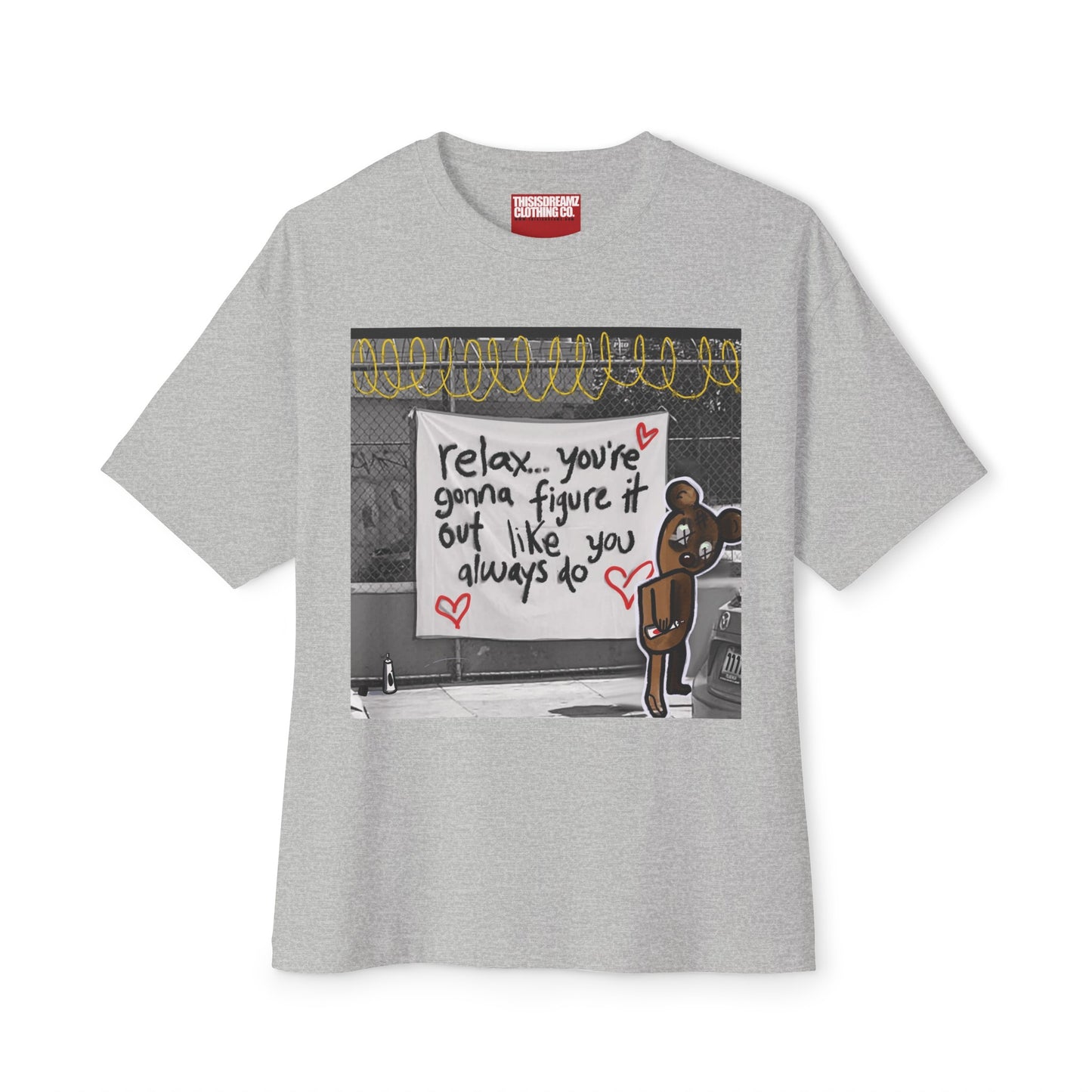 Relax Teddy Motivational Oversized Boxy Tee