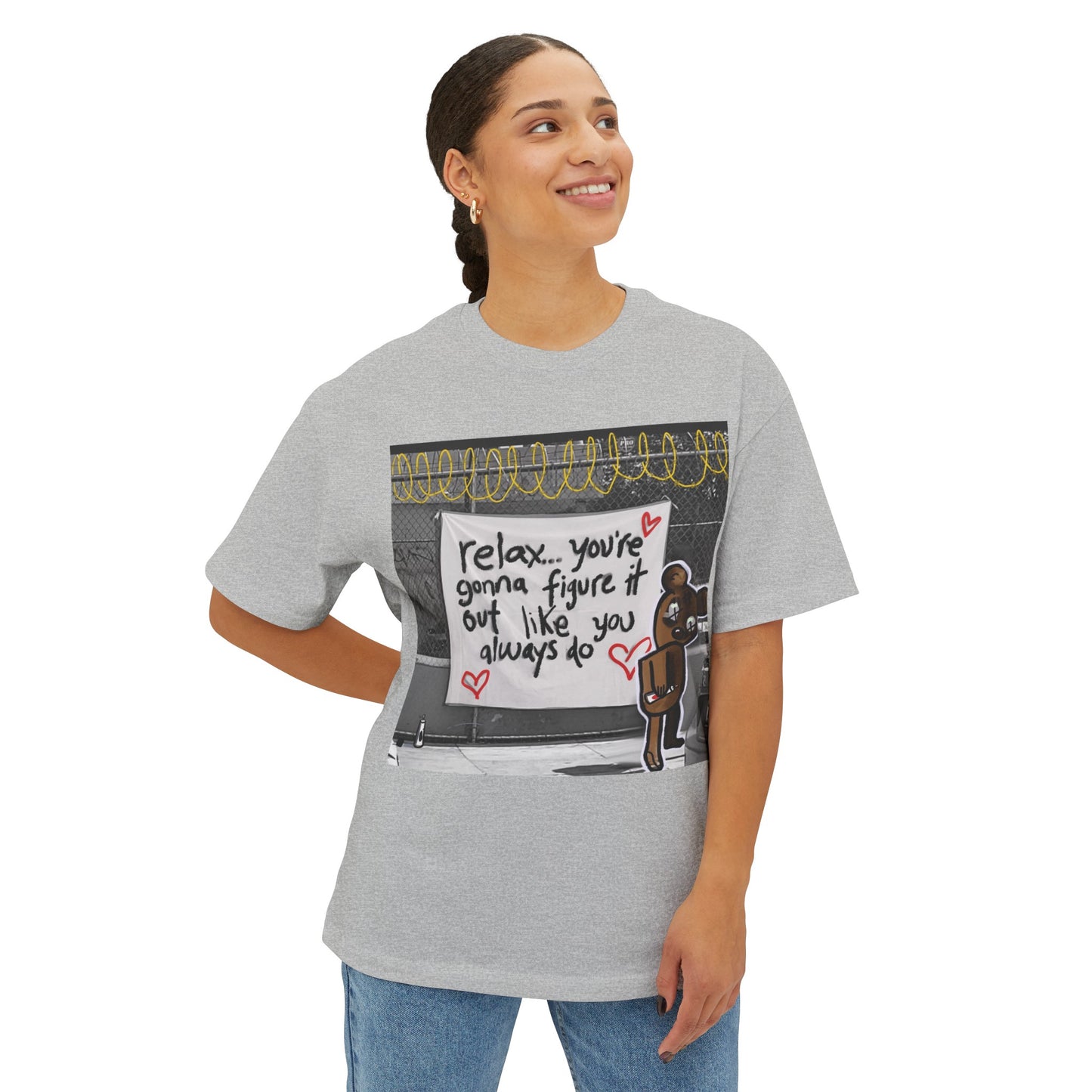 Relax Teddy Motivational Oversized Boxy Tee