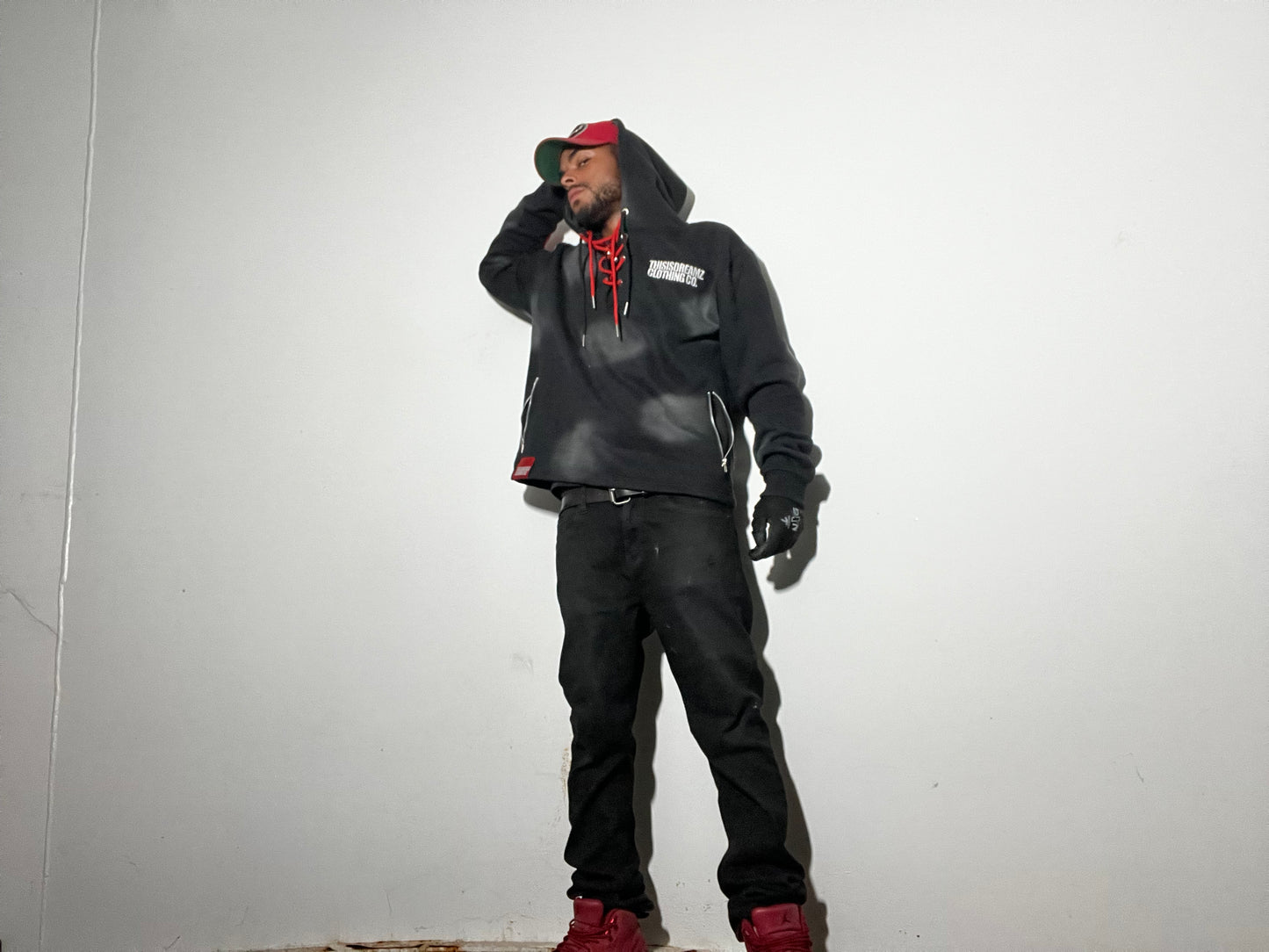 Be Great | Black Summer Night Cropped Acid Wash Pullover Hoodie