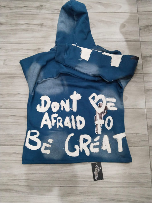 Be Great | Blue Summer Sky Cropped Acid Wash Pullover Hoodie
