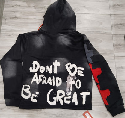 Be Great | Black Summer Night Cropped Acid Wash Pullover Hoodie